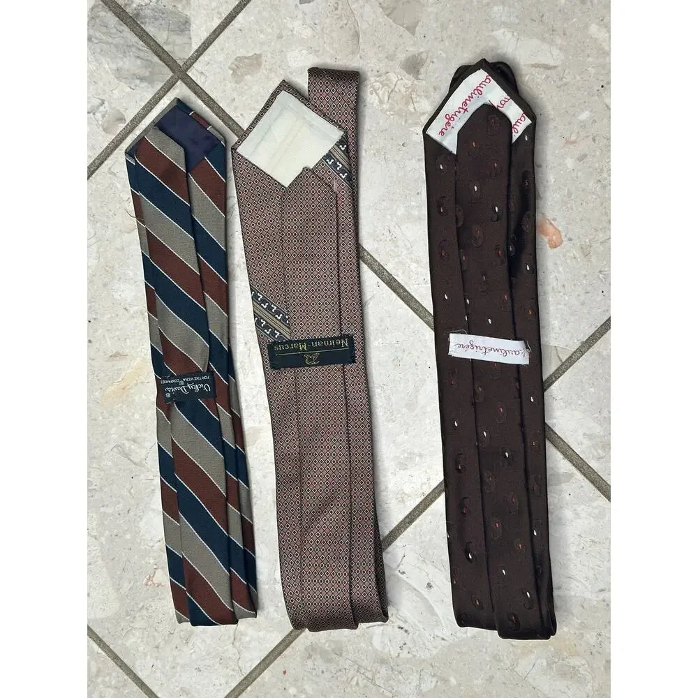 Vintage Designer Tie Lot Pauline Trigere Vicky Davis Neiman Marcus Dark Academia